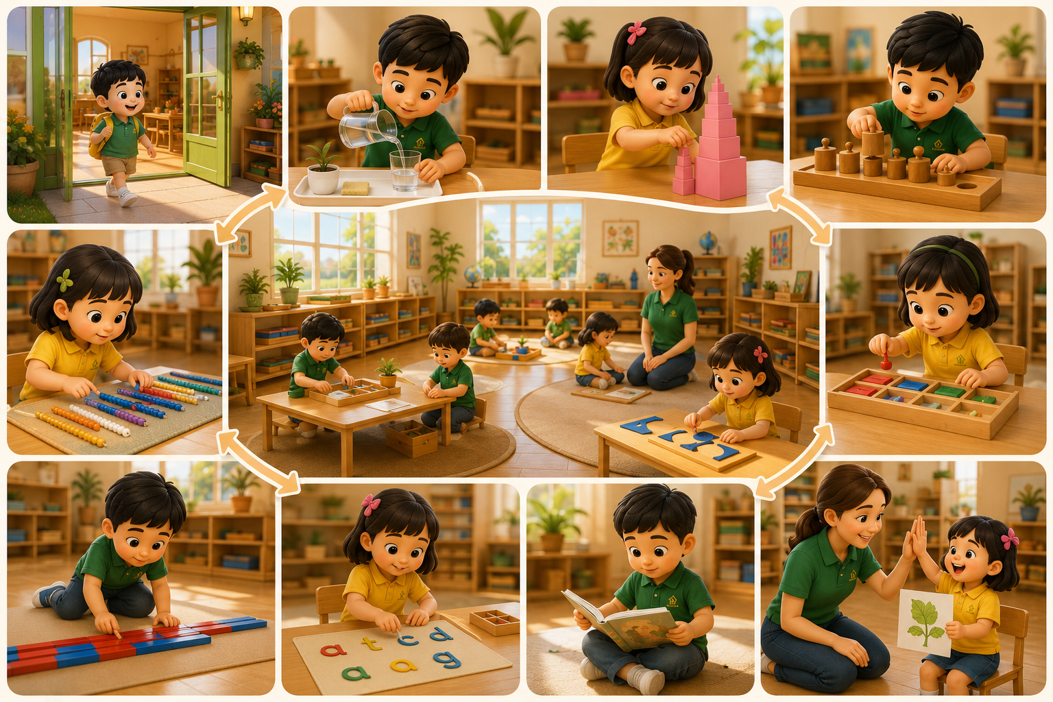 Montessori materials in use